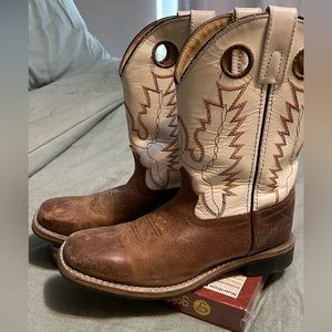 Smoky Mountain Kids Distressed Brown Antique White Square Toe Boots #SM3108C